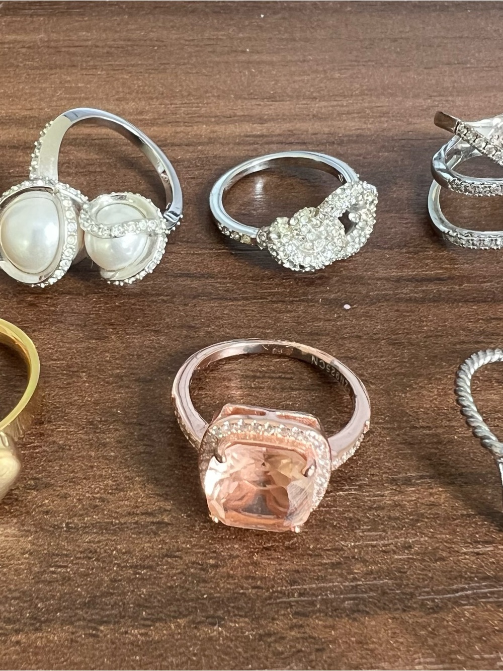 Rose yellow white Cocktail Ring set of 6 for Women